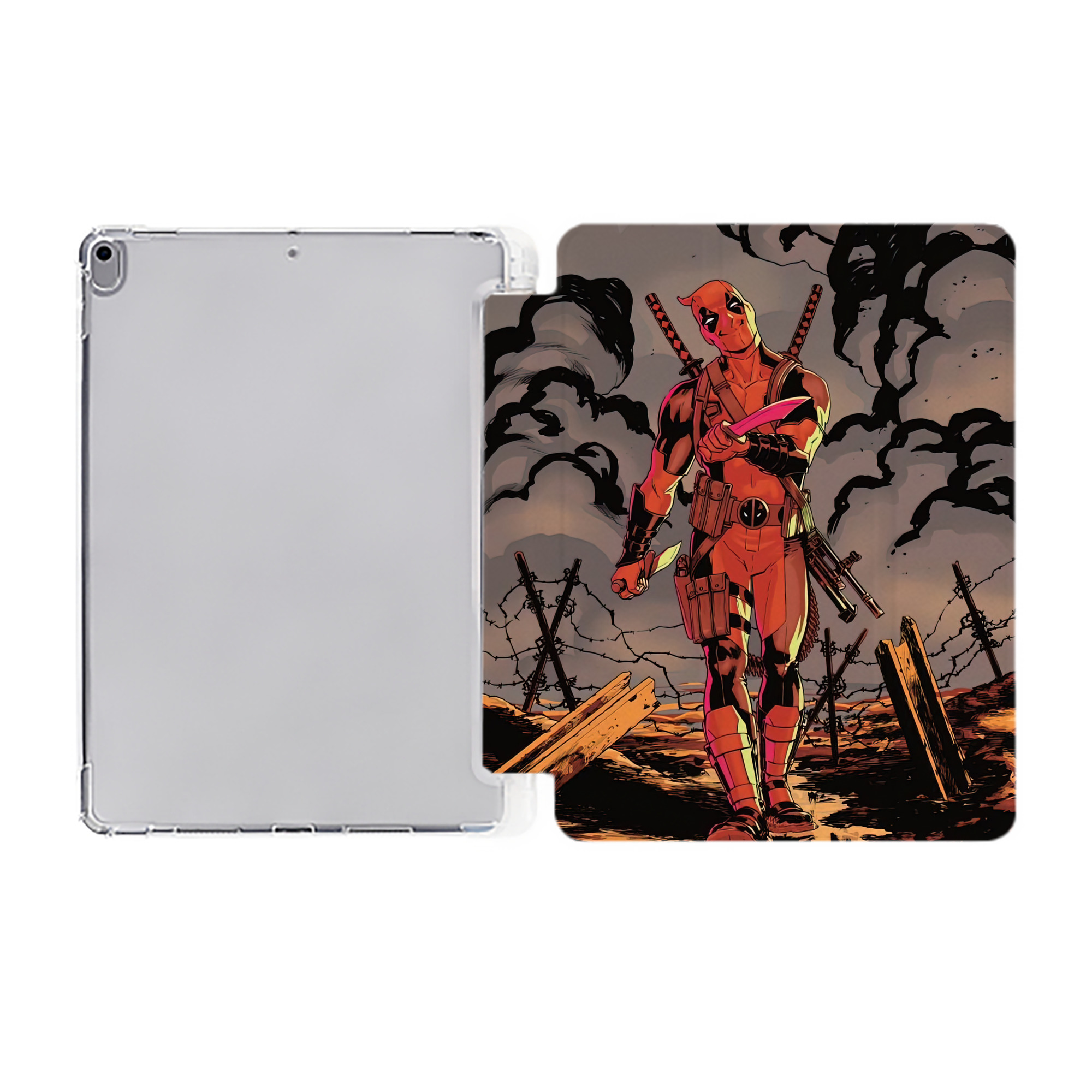 （画像用） Deadpool デッドプール IPad ケース ペン収納付き 三つ折りスタンド PUレザー×シリコン 対応機種9.5/10.5/10.9インチ